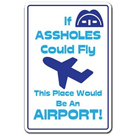 IF ASSH%LES Could Fly Place Would BE an Airport Sign | Indoor/Outdoor | 20" Tall