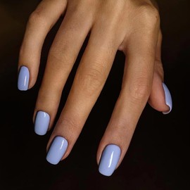 Ceboic 24Pcs Short Square False Nails, French Tip Pure Color Press on Nails, Lavender Purple Acrylic Full Cover Fake Nails, Elegant Removable Glue on Nails Reusable Stick on Nails for Women and Girls