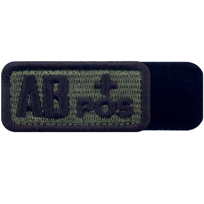 AB Type + Tactical Blood Type Embroidered Velcro Patch Olive