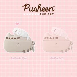 iFace x Pusheen Cute Case Compatible with AirPods Pro - Silicone Protective Cover [Carabiner Clip Included] [Wireless Charging Compatible Cover] - Pusheen & Stormy
