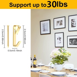 Heavy Duty Picture Hooks, 80Pcs Picture Hanging Hooks for Hard Walls Photo Hooks Picture Hanging Kit Frame Heavy Hanger with Nails 30 lbs (30LB)