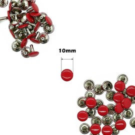 Trimming Shop Double Cap Rivets, Tubular Metal Studs for Clothing Repair & Replacements, Sewing, Leather Crafting, DIY Projects, 10mm x 9mm, Red, 100 Sets
