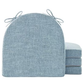 IPYNBAP Chair Cushions for Dining Chairs with Ties and Removable Cover, Dining Kitchen Chair Pads with Non-Slip Bottom, High-Resilience Indoor Seat Cushions, 16'' x 16'' x 2'', Set of 4, Light Blue