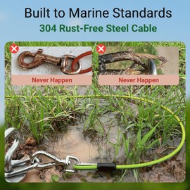 【90 Day Guarantee】 2 Pack Heavy-Duty Dog Tie-Out Cable, No Rust & Tangle-Free Dog Cables, Fits Small/Medium/Large Dogs - Proof Tether for Outdoor Yard & Camping, Yellow 15ft