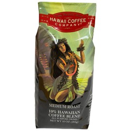 Hawaii Coffee Company, 10% Hawaiian Blend, Medium Roast, Ground Coffee, 10oz Bag