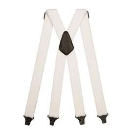 Olata Heavy Duty Braces X Shape with Criss Cross Straps / Airport Friendly Men's Braces with Plastic Clips - 4cm, White