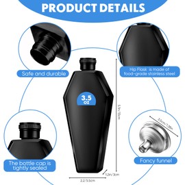 3 Pieces Flask Set 3.5 oz Flasks Coffin Flasks with Funnel 304 Stainless Steel Bottle Creative 100 ml Thicken for Men Women Adult Friends Gifts (Black)