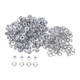 sourcing map Set of 200 Grommets Kit Metal Eyelets 4 mm 0.16 Inch Grommet Tool for Shoes Clothing Belt Bag DIY Project White