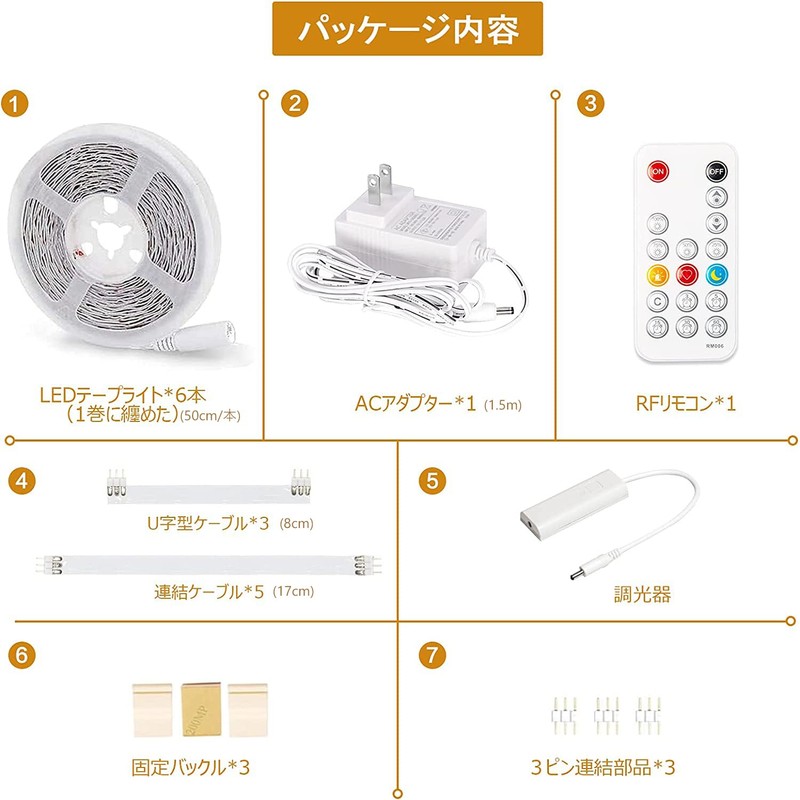 Wobane Kitchen Light, Cabinet Light, LED Tape Light, 3 m,