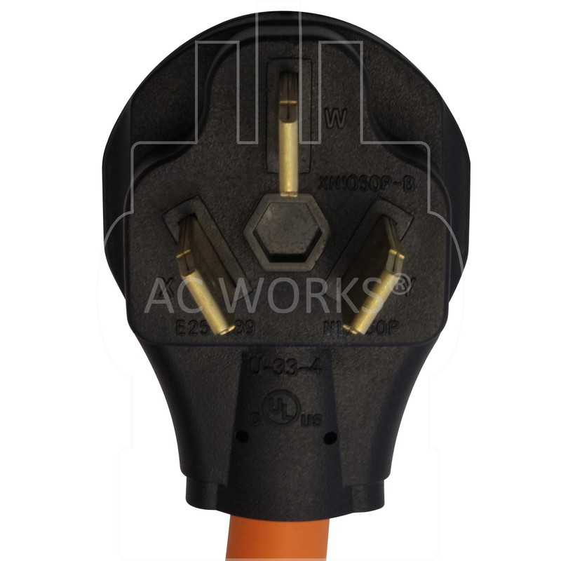 AC WORKS 10-50P 50-Amp 3-Prong Old Style Dryer/Range Plug to