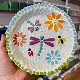 Wq Warmqing Round Glass Mosaic Tiles for Crafts, 200g Penny Circle Glass Pieces for Mosaic Crafts,DIY Spring Mosaic Making Supplies