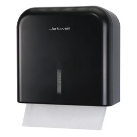 JETWELL Multifold Paper Towel Dispenser, Wall Mount Tissue Dispenser with Smart Lock, 200 Sheets ABS Plastic Cover, Folded Size 9.5" x 3.5" Or Smaller (Black)