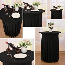Falda redonda elástica de 33 x 43 pulgadas, modelo de falda de mesa de cóctel, falda de mesa de cóctel, barra alta, fundas de mesa para bodas, fiestas, cumpleaños, suministros de cumpleaños