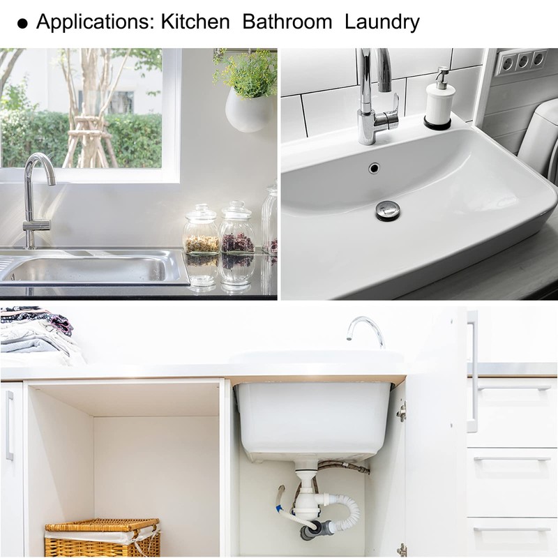 sourcing map ABS Drain Pipe Expandable Sink Tubing Flexible Drainage