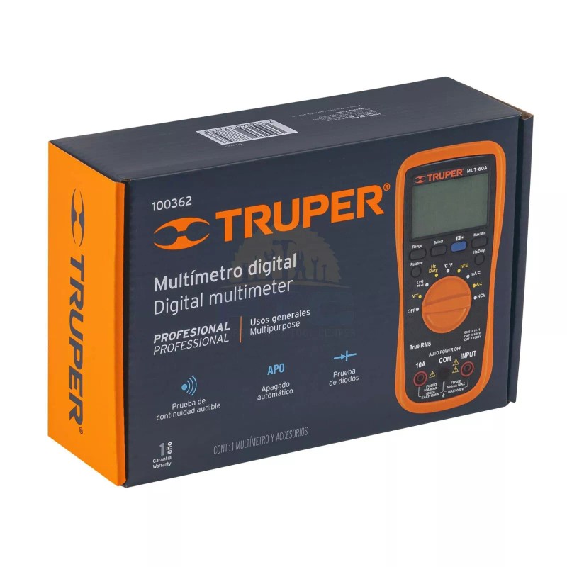 Truper MUT-60A Professional multimeter with true RMS and deluxe auto