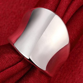 ASFKIPMF Full Finger Wide Band Chunky Ring for Women GirlsS925 Sterling Silver Cocktail Party Thumb Index Inclined Classic Dome Thumb Index Finger Ring Jewelry Gift for Women Girls Size T1/2