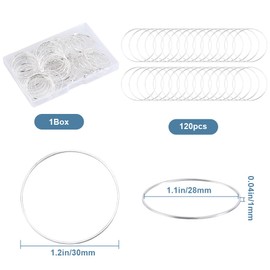 SOFPLATE Pack of 120 30 mm Small Round Earrings Hoop Earrings Fittings Silver Brass Open Bezel Back Round Beads Ear Components for DIY Necklaces Jewellery Making Crafts