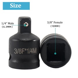 Juttzzei Impact Socket Adapter, 3/8 Inch Drive (F) x 1/4 Inch (M) Socket Adapter, Premium Black Chrome Vanadium Steel 3/8" x 1/4" Impact Socket Reducer for Use with Air Impact Wrenches, Breaker Bars