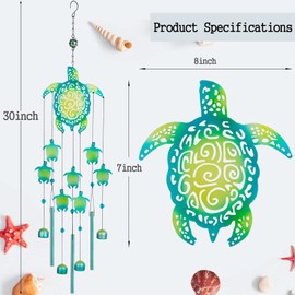 OKAIMEIMEIO Sea Turtle Wind Chimes - Memorial Gift for Mom, Outdoor Garden Decor, Turtle Lover Gift
