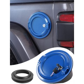 Savadicar - Cubierta de tapa de gas con bloqueo para depósito de combustible con cerradura compatible con Jeep Wrangler JL JLU 2 y 4 puertas 2018-2023, ABS + estructura de aleación de aluminio, accesorios de repuesto, color azul