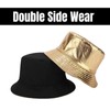 Hybursky Shiny Metallic Bucket Hat for Festival Party Reversible Bucket