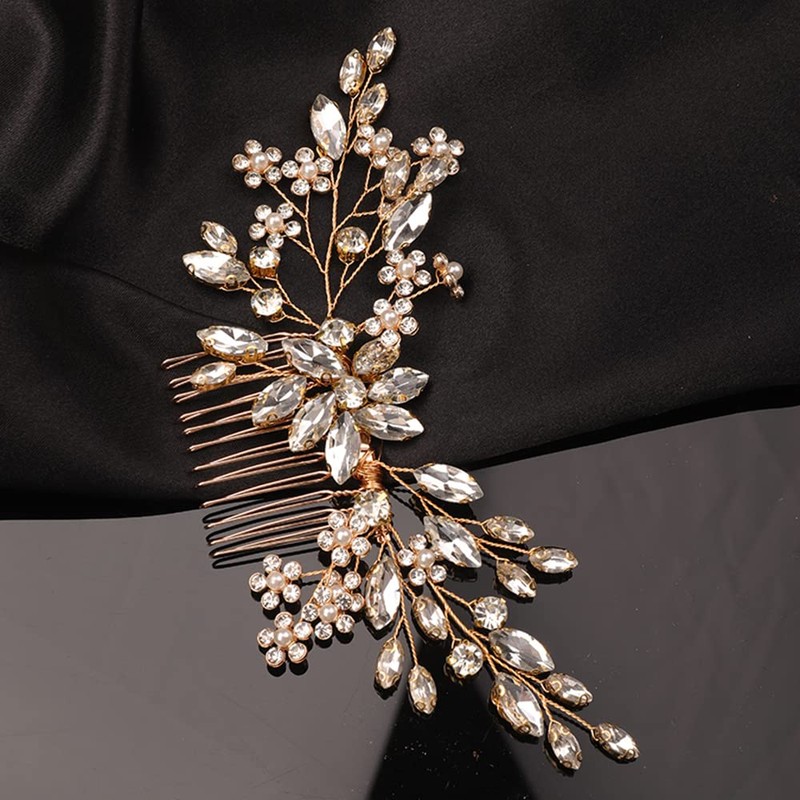 Teyglen Flor De Diamantes De Imitación Para Novia, Boda, Peine