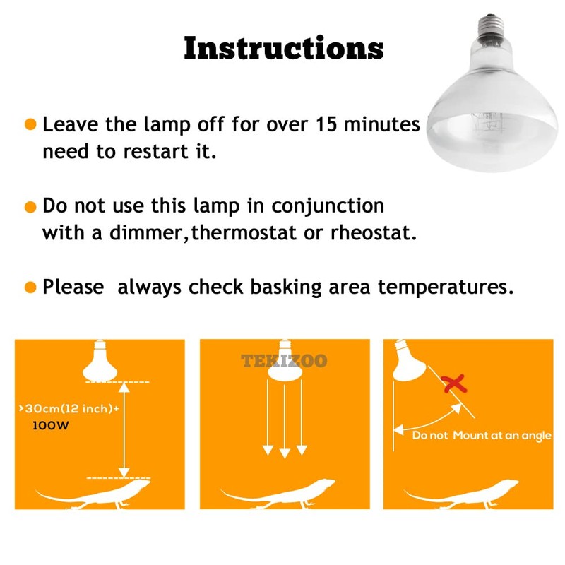 TEKIZOO 100W UVB UVA Heating Lamp Self-Ballasted Bulb Full Spectrum