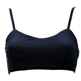 GURU SHOP Goa Psytrance Women's Pixi Yoga Bra Synthetic Bikini Top, black