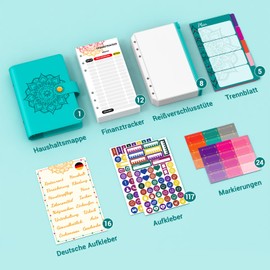 Aocii Budget Planner Deutsch A6, Finanzplaner, Haushaltsbuch zum Eintragen, Sparbuch für Geld, BudgetPlaner, Geldsparmappe, Budget Binder, Geld Organizer, Personal Organizer (türkis)