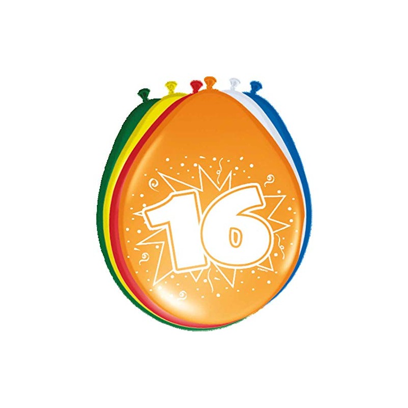 8 Balloons 16th Colorful birthday