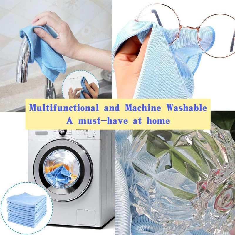 6-Pack Microfiber Cleaning Cloths, 16x16 Inch, Lint-Free for Windows, Glasses,