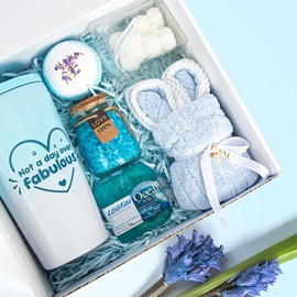 Ladies Birthday,Christmas,Self Care Gifts,Unique Birthday Mother's Day Thank You Gift,Relaxing Spa Blue Gift Basket Friendship Gift Ideas,Best Friends Sisters Girlfriends Gifts 6 Piece Set