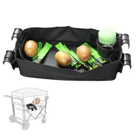 ViiTech Double Sided Stroller Tray Fits for W1& W2,Stroller Snack Tray,Easy to Use and Clean,Double Stroller Tray Artificial Leather Sides with 2 Cup Holders for Eating Camping Activities.
