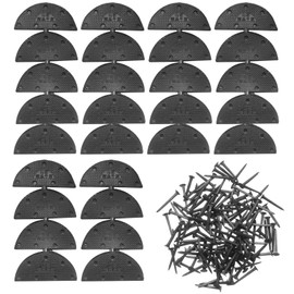 HARFINGTON 28pcs Heel Plates Heel Taps Rubber Repair Pad Replacement Set Large Size with 196pcs 16mm Screws for Various Leather Shoe Repair, Black
