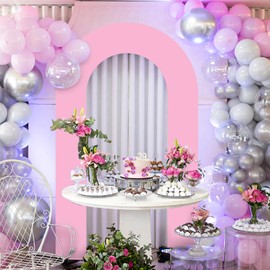 Babenest 7.2Ft Spandex Open Arch Backdrop Cover, Fitted Double-Sided U-Shaped Wedding Arch Cover, Round Top Chiara Stand Cover for Ceremony Baby Shower Birthday Party Decoration (Light Pink)
