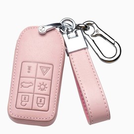 HIBEYO Funda para llave Volvo Smart Car Key Accesorios con llaveros, Rosado, 6 buttons