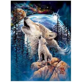 EmptyZ Diamond Painting Kits for Adults Wolf Moon DIY 5D Full Drill Diamond Art Kits Diamond Dotz for Home Wall Decor Gem Art 12 x 16 Inches