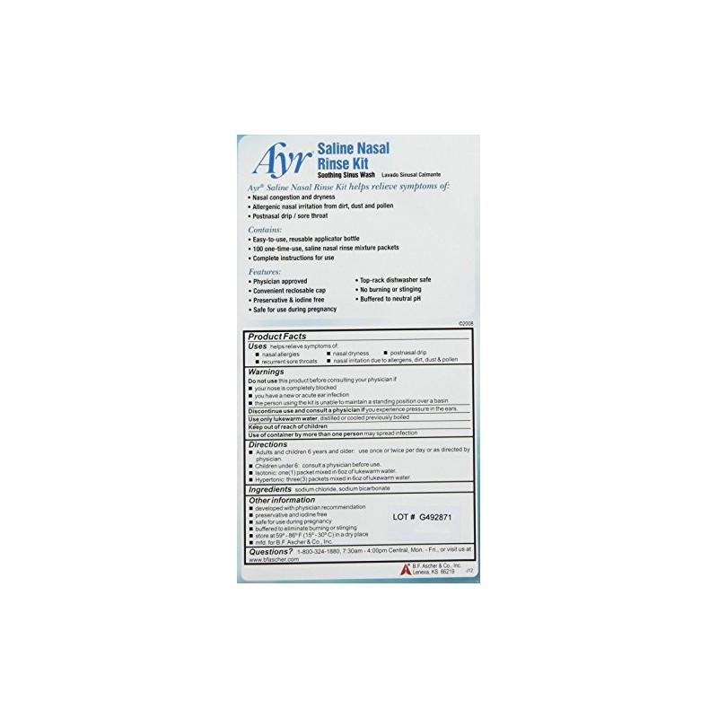 Ayr Saline Nasal Rinse Kit, 100 ct