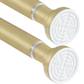 Fvonzn 2 Pack Gold Shower Curtain Rods for Windows 28 to 48 inch Adjustable Shower Rod Spring Tension Curtain Rods No Drilling Extra Long Gold Curtain Rod Non Slip Shower Rods for Bathroom Window Cafe