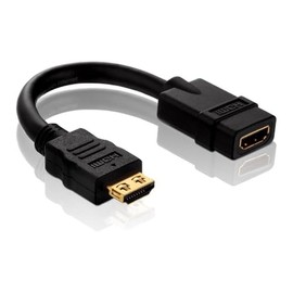 PureInstall PI030 High Speed HDMI/HDMI Pigtail + Portsaver Adapter (HDMI A Female to HDMI A Female), Certified, 0.1 m