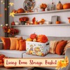 Seeloowy Hello Fall Pumpkin Gift Basket Large Maple Leaf Scarecrow