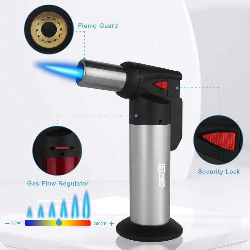 JETPRO Butane Torch Lighter One-hand Operation Kitchen Cooking Torch for