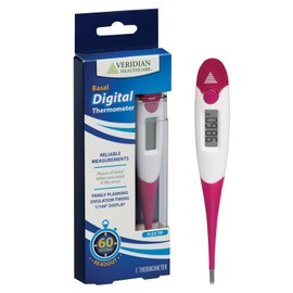 Veridian Basal Digital Thermometer | Natural Family Planning Aid | 60-Second Readout | Results to 1/100 Degree for Precise Ovulation Tracking | Water-Resistant Easy Cleaning