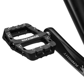 RockBros Bicycle Pedals, Nylon Composite Flat Pedals, 9/16-Inch Mountain Bike Pedals, 3-Bearing, Non-Slip, Waterproof, Anti-Dust, black