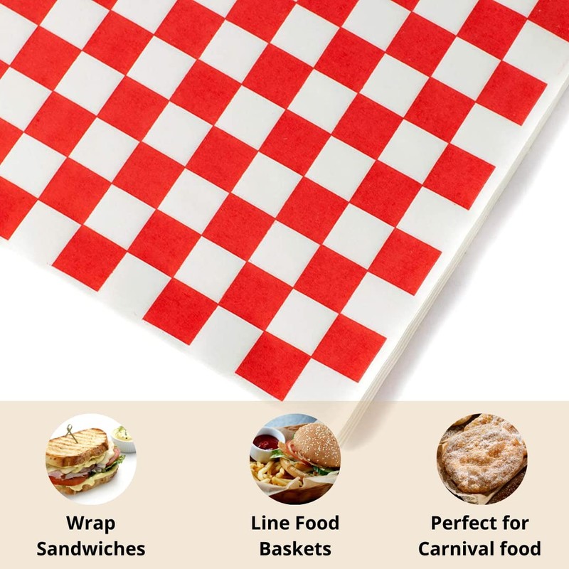 1000 Sheets of Red and White Checkered, Grease - Resistant,