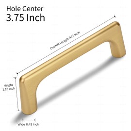 10 Pack 3.75 Inch(96mm) Modern Brushed Gold Cabinet Pull Handle Timeless Drawer Handle Pull Classic Cabinet Hardware for Kitchen Dresser Bathroom Remodel, Long/Short Screws Included, B-Gold(3.75x10)
