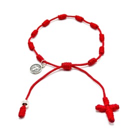 HANDYLUXE St Benedict Medal Adjustable Red String 10 Knots Bracelet Cross Powerful Handmade Bracelet for Women and Men