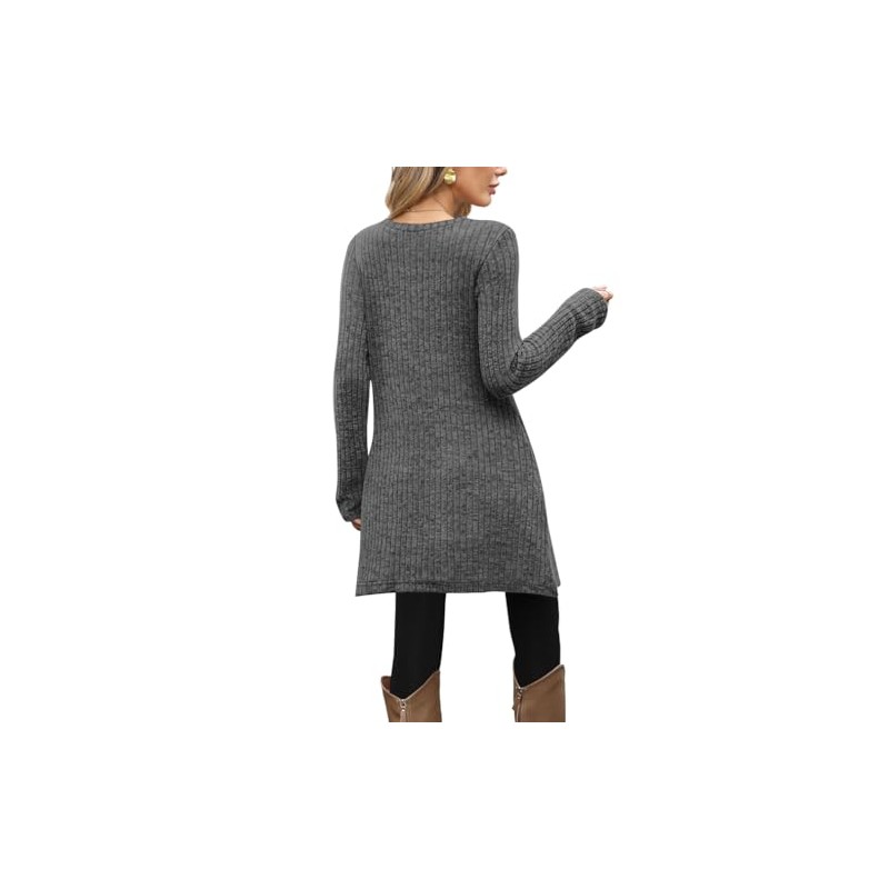 Poetsky Tunic Sweaters for Women with Pockets Side Buttons Spring