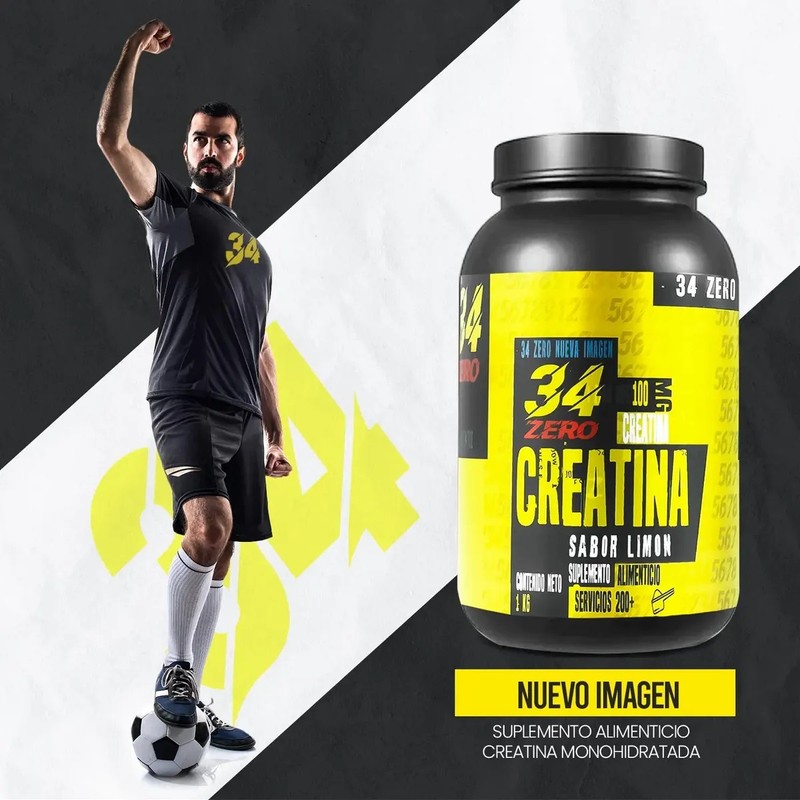 Creatina Monohidratada 1kg 34 Zero Suplemento Polvo 200servi