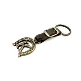 JA Horse Keyring Leather Copper Horseshoe Horse Rider Letter A-Z Made in Europe, K